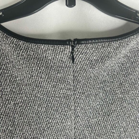 Ann Taylor Gray Tweed Scoop Neck Dress Faux Leather Pocket‎ Trim Womens Medium - Picture 4 of 10